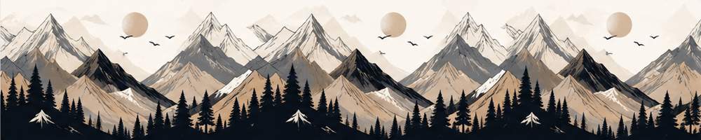 KI-Muster minimalistische Berge in Beige und Schwarz