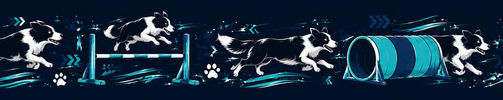 KI-Muster Agility-Motiv mit Border Collie in Blau und Türkis