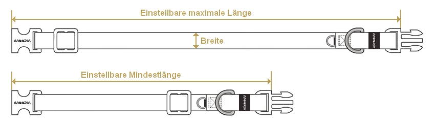 Einstellbare Größen von Halsbändern