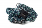 Halsband Cyan Dots mit der Leine