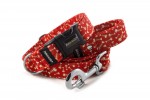 Halsband Fishbone Red mit der Leine