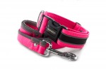 Collar Reflex Neon Pink II with a leash