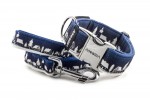 Halsband Winter Village Blue mit der Leine